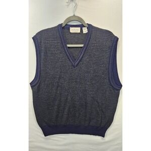 Vintage Murano Sweater Vest Mens Large V Neck Knit Dad Core Academia Preppy